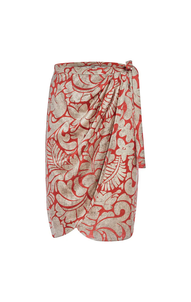 Sarong Wrap Skirt In Stretch SIlk Satin | Etcetera