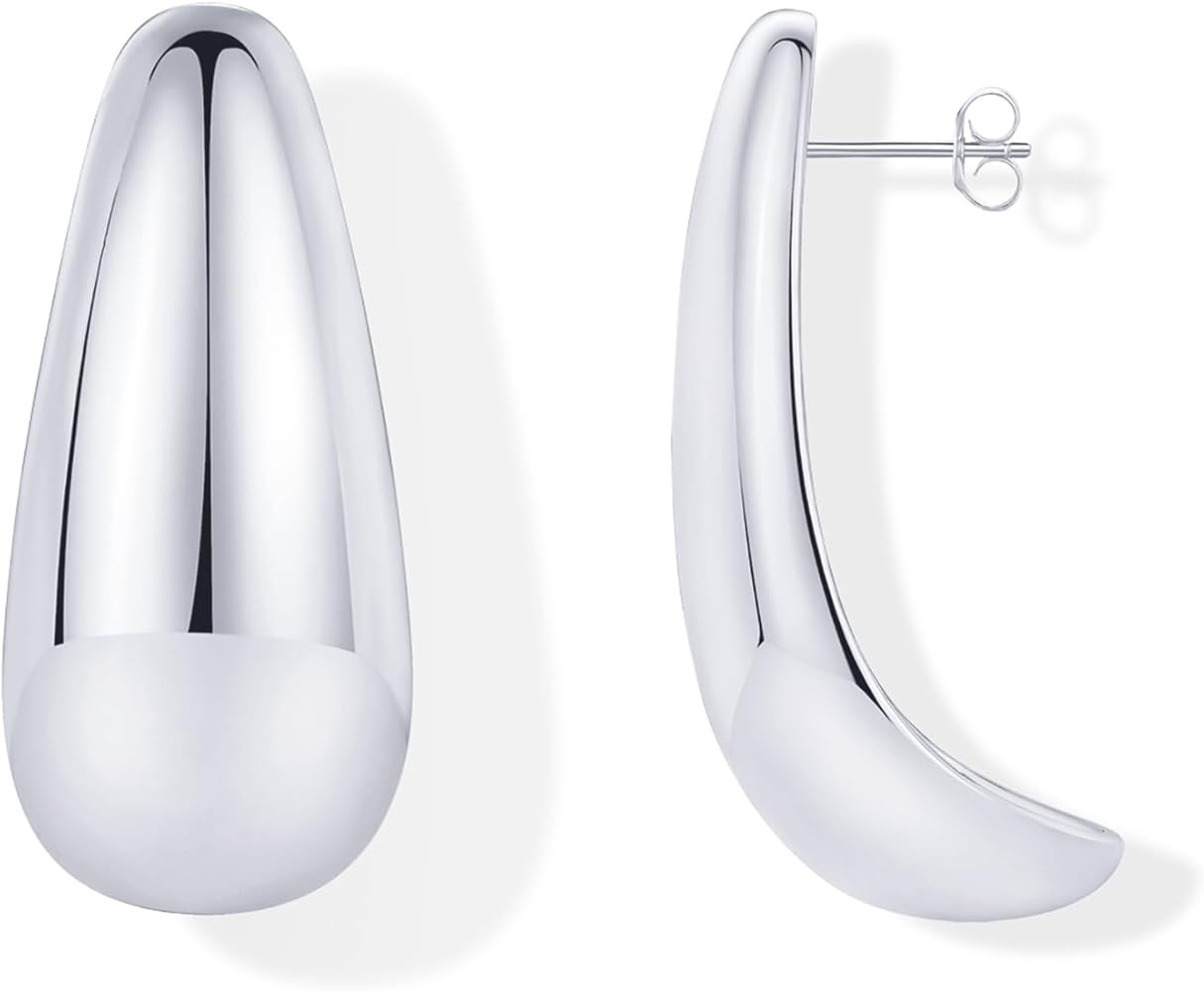 PAVOI 14K Gold Plated Sterling Silver Posts Statement Earrings for Women - Geometric Dome Teardro... | Amazon (US)