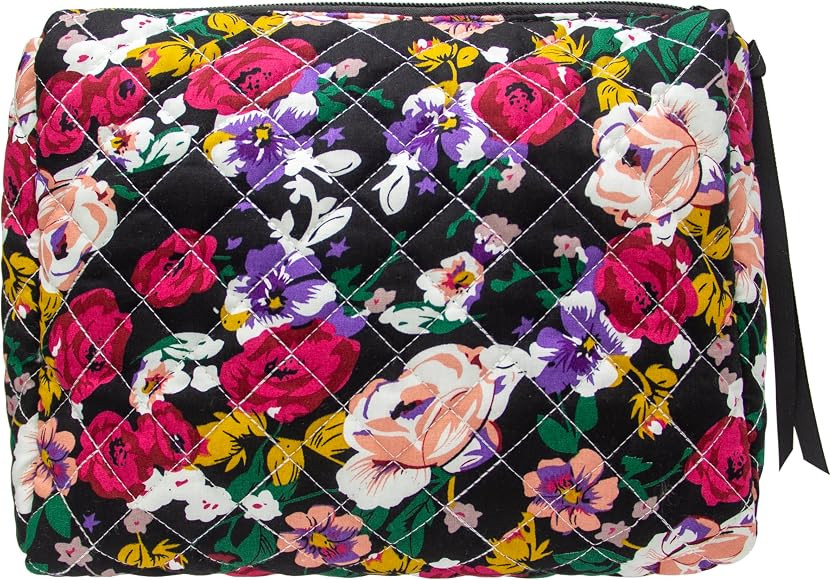PAZIMIIK Cotton Makeup Bag for Women Large Quilted Travel Cosmetic Pouch Girls' Make Up Organizer... | Amazon (US)