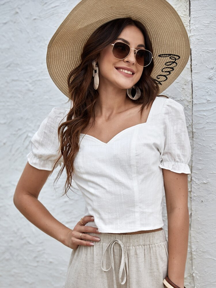 SHEIN Zip Detail Milkmaid Top | SHEIN