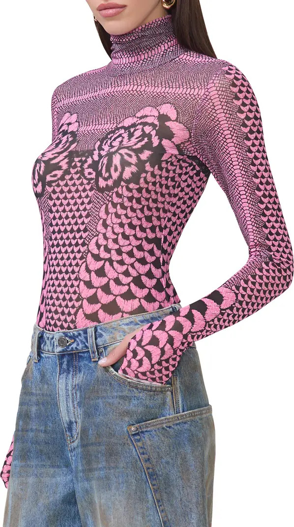 AFRM Zadie Print Sheer Mesh Top | Nordstrom | Nordstrom