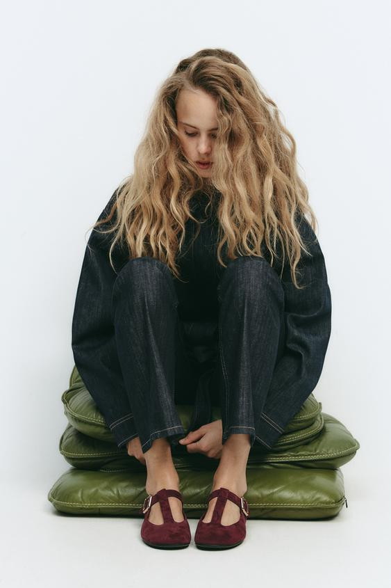 BUCKLED SUEDE MARY JANES | Zara US