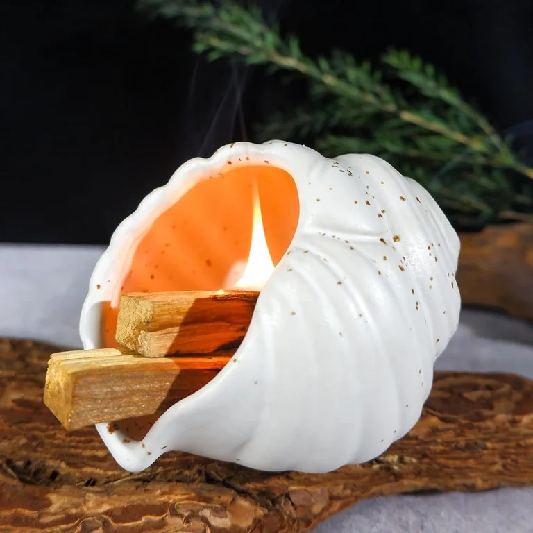 ABCISI Ceramic Conch Palo Santo Burner Holder - Mini Chiminea Incense Chimney for Smudging Sage, ... | Walmart (US)