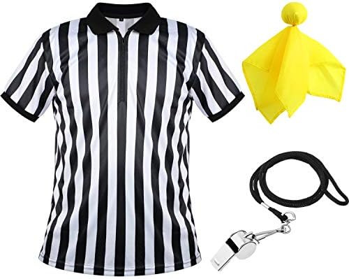 Men's Official Umpire Jersey, Black and White Stripe Overturned Collar Referee Shirt, Yellow Penalty | Amazon (US)