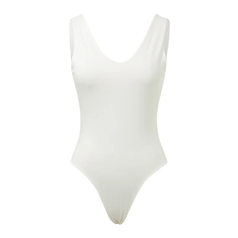 Women's Sexy Deep V Neck Sleeveless Bodysuit - Skin-Friendly Fabric - Ruffle Armhole Design - XS-... | Walmart (US)