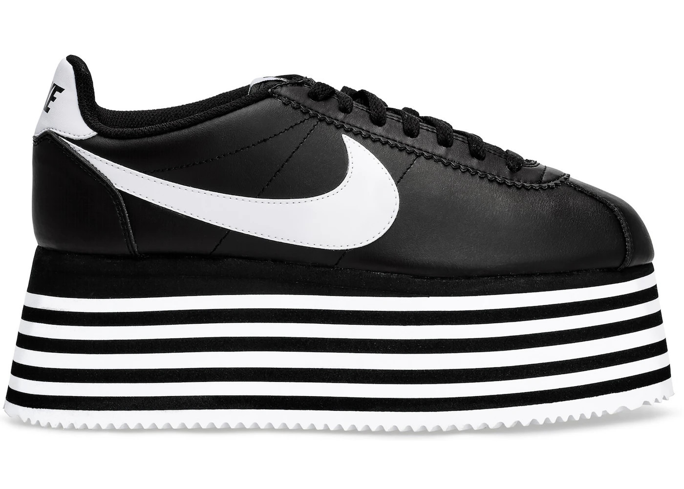Nike Cortez PlatformComme des Garcons Black White (Women's) | StockX
