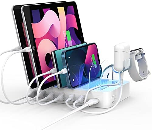SooPii Premium 6-Port USB Charging Station Organizer for Multiple Devices, 6 Short Charging Cable... | Amazon (US)