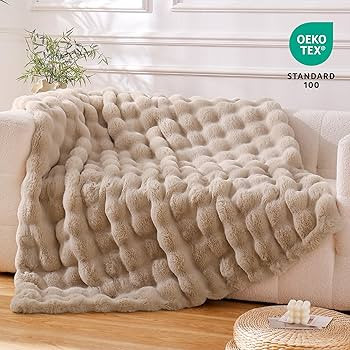 Faux Fur Throw Blanket Fleece Bubble Blanket, Soft,Cozy and Thick Blanket Plush Fluffy Blanket fo... | Amazon (US)