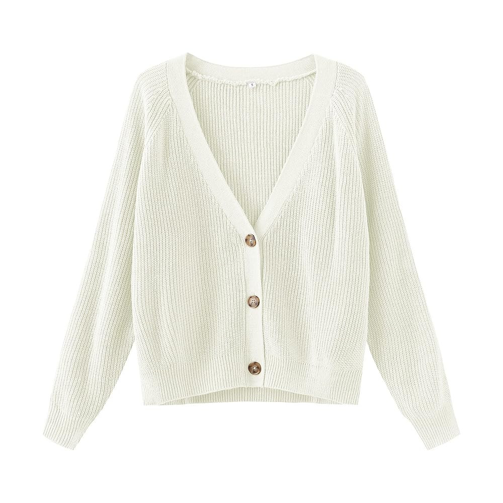 TASAMO Women's Long Sleeve Knit Sweater Open Front Cardigan Button Loose Outerwear | Amazon (US)