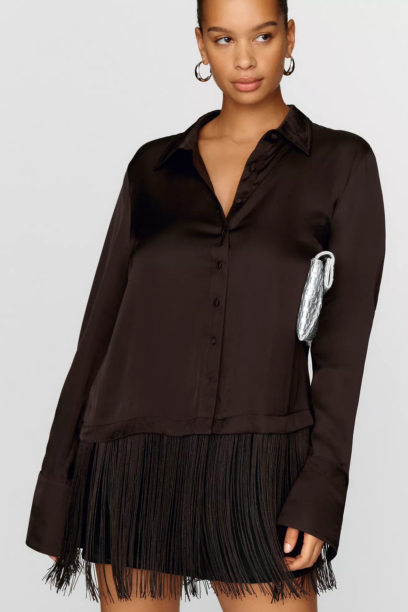 Silky Fringed Buttondown Blouse | Anthropologie (US)
