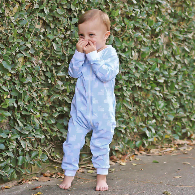 Blue Bunny Hop Onesie | Classic Whimsy