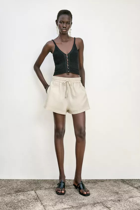 LINEN BLEND BOXER BERMUDA SHORTSSand+3 | Zara UK