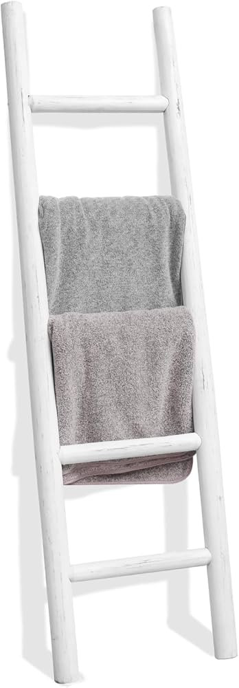 FUIN 57in Wood Blanket Ladder Living Room Decorative Wall Leaning Farmhouse Quilt Display Holder ... | Amazon (US)