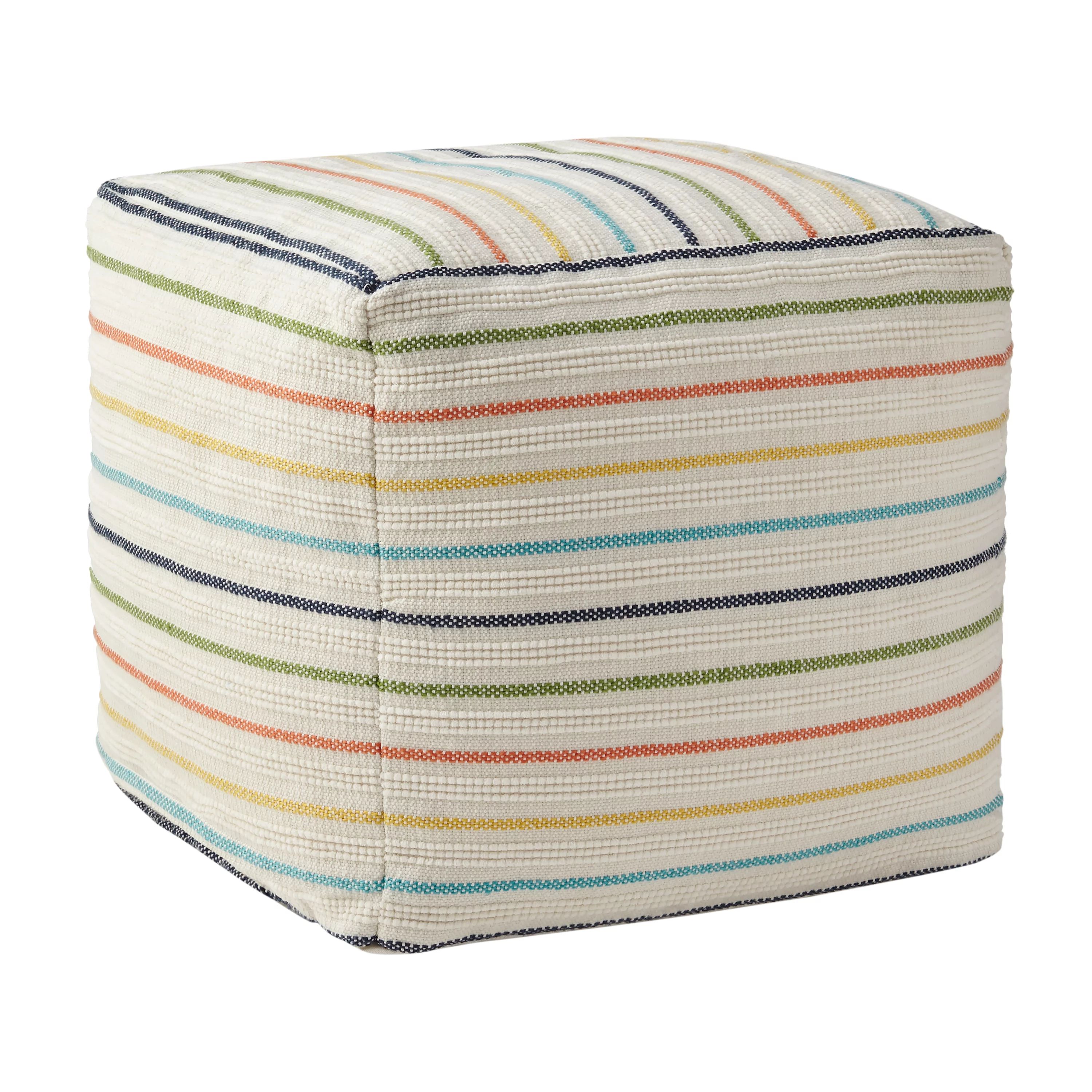 Better Homes & Gardens Stripe Outdoor Pouf, 16" x 16", Multi Color - Walmart.com | Walmart (US)