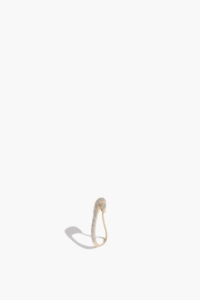 Diamond Pave Safety Pin Earring in 14k Yellow Gold | Hampden Clothing