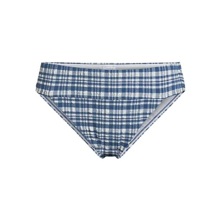 Time and Tru Women's and Women's Plus Seersucker Mid Rise Bikini Bottoms, Sizes XS-XL - Walmart.c... | Walmart (US)