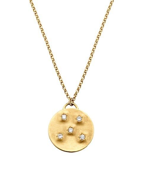 Circle Of 5TH'S 18K Yellow Gold &amp; Diamond Disc Pendant Necklace | Saks Fifth Avenue