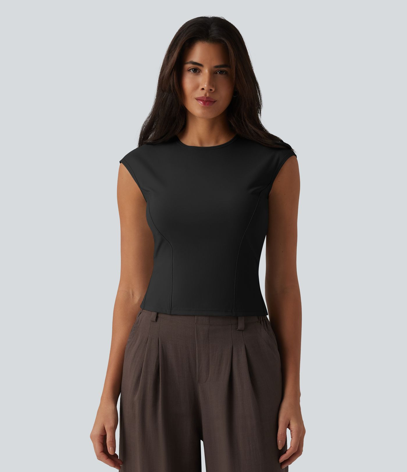 Women\u2019s Round Neck Cap Sleeve Casual T-Shirt - Halara | HALARA