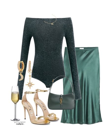 New Year’s Eve party wear✨
Green satin slip skirt, gold sandals, Saint Laurent 5 à 7 bag & celestial earrings.

#LTKparties #LTKstyletip LTKFestiveSaleUK