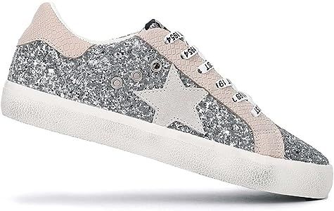 Amazon.com | VINTAGE HAVANA Womens Bani Glitter Slip On Sneakers Shoes Casual - Silver - Size 6 M |  | Amazon (US)