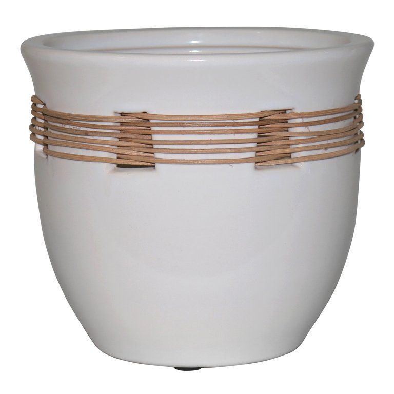 Better Homes & Gardens 8 inch Round White Ceramic Plant Pot | Walmart (US)