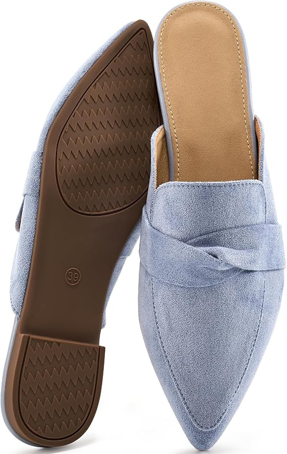 Mules for Women 2026: Pointed Toe Slingback Flats Shoes Casual Bowknot Slide Loafers for Office W... | Amazon (US)