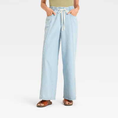 Women's High-Rise Drawstring Wide Leg Relaxed Fit Beach Pants - Universal Thread™ | Target