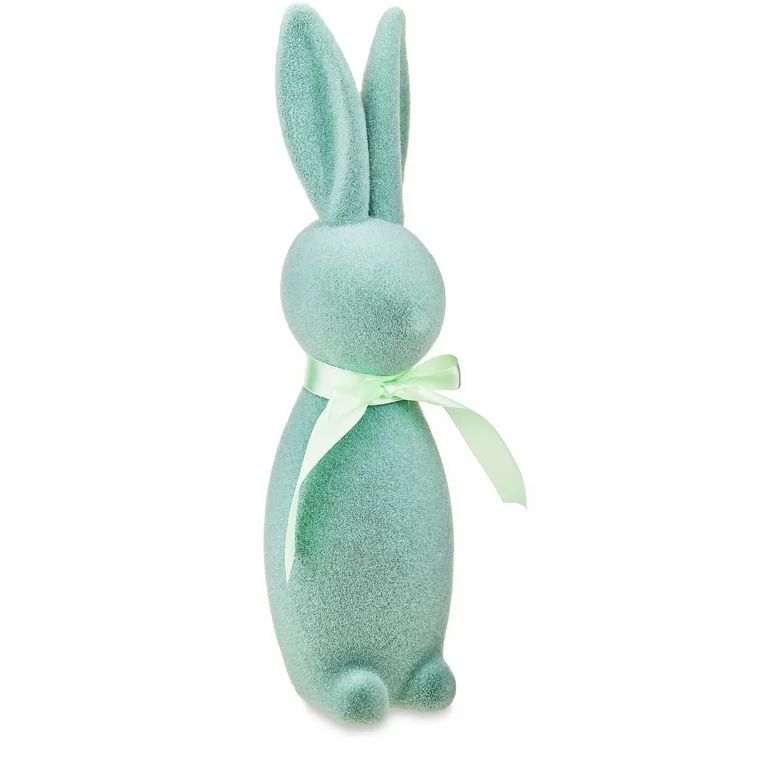 Easter Flocked Bunny Decor, Mint, 16 Inch, by Way To Celebrate - Walmart.com | Walmart (US)