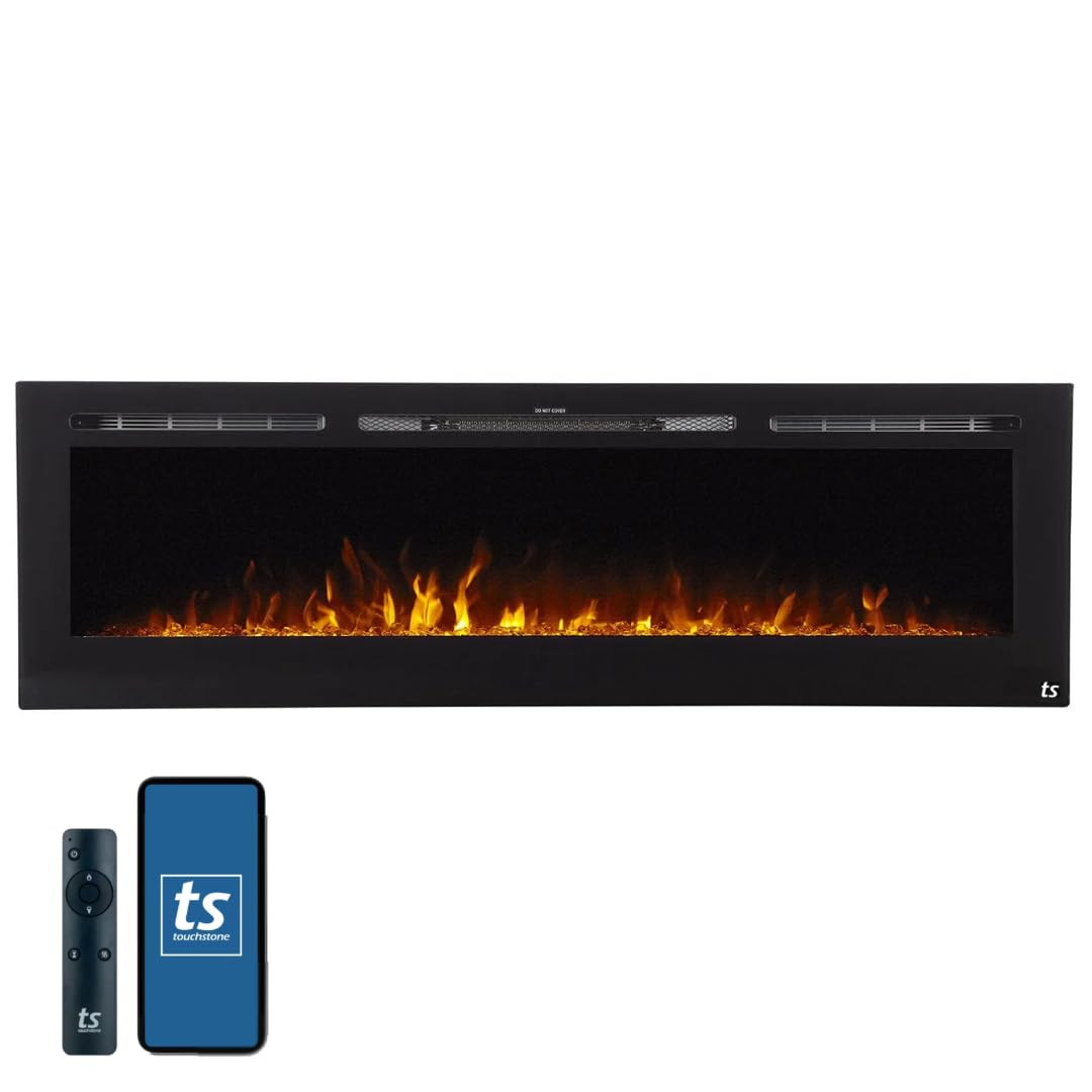 Touchstone Smart Electric Fireplace-The Sideline 72" Wide-in Wall Recessed - 30 Realistic Ember C... | Amazon (US)