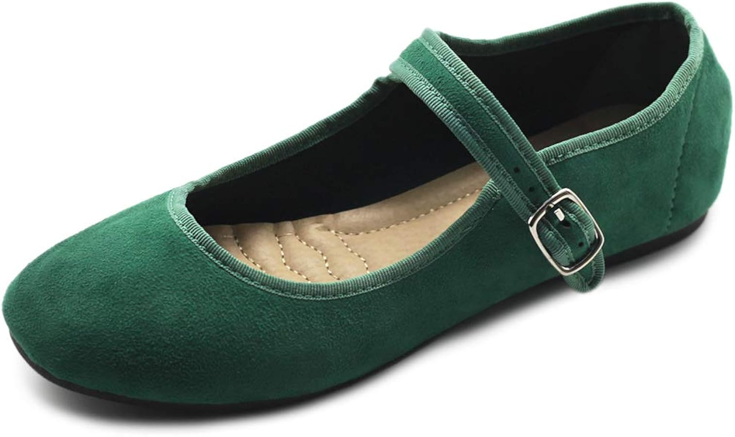 Ollio Women's Shoes Faux Suede Casual Mary Jane Light Ballet Flats | Amazon (US)