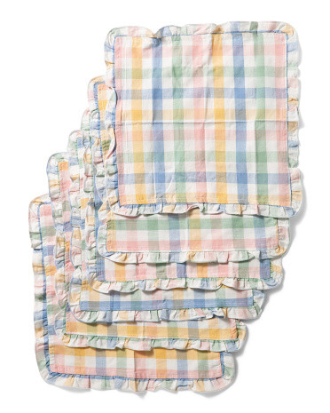 Set Of 6 Easter Plaid Ruffle Napkins, Cotton | TJ Maxx