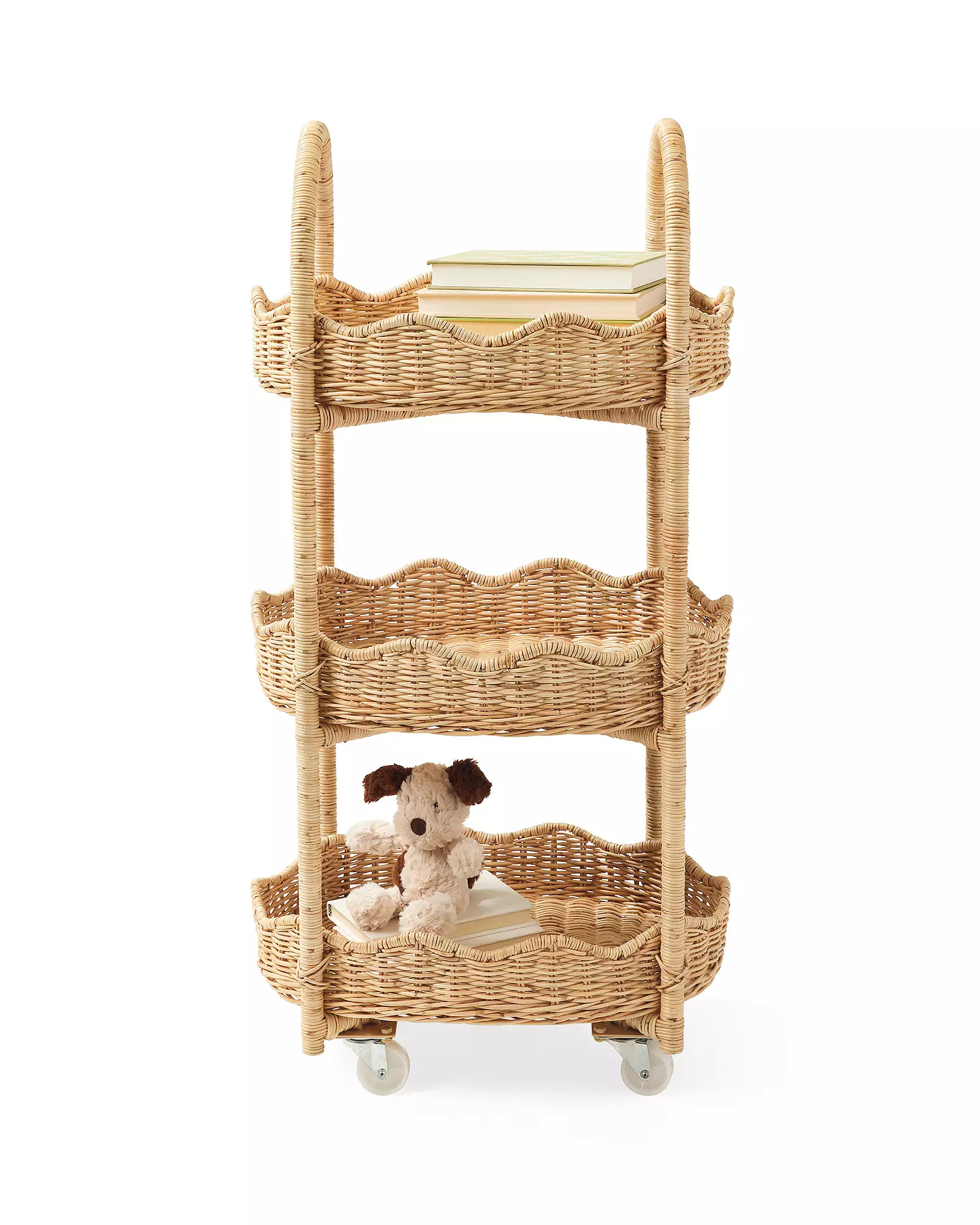 Rattan Wave Rolling Storage Cart | Serena and Lily