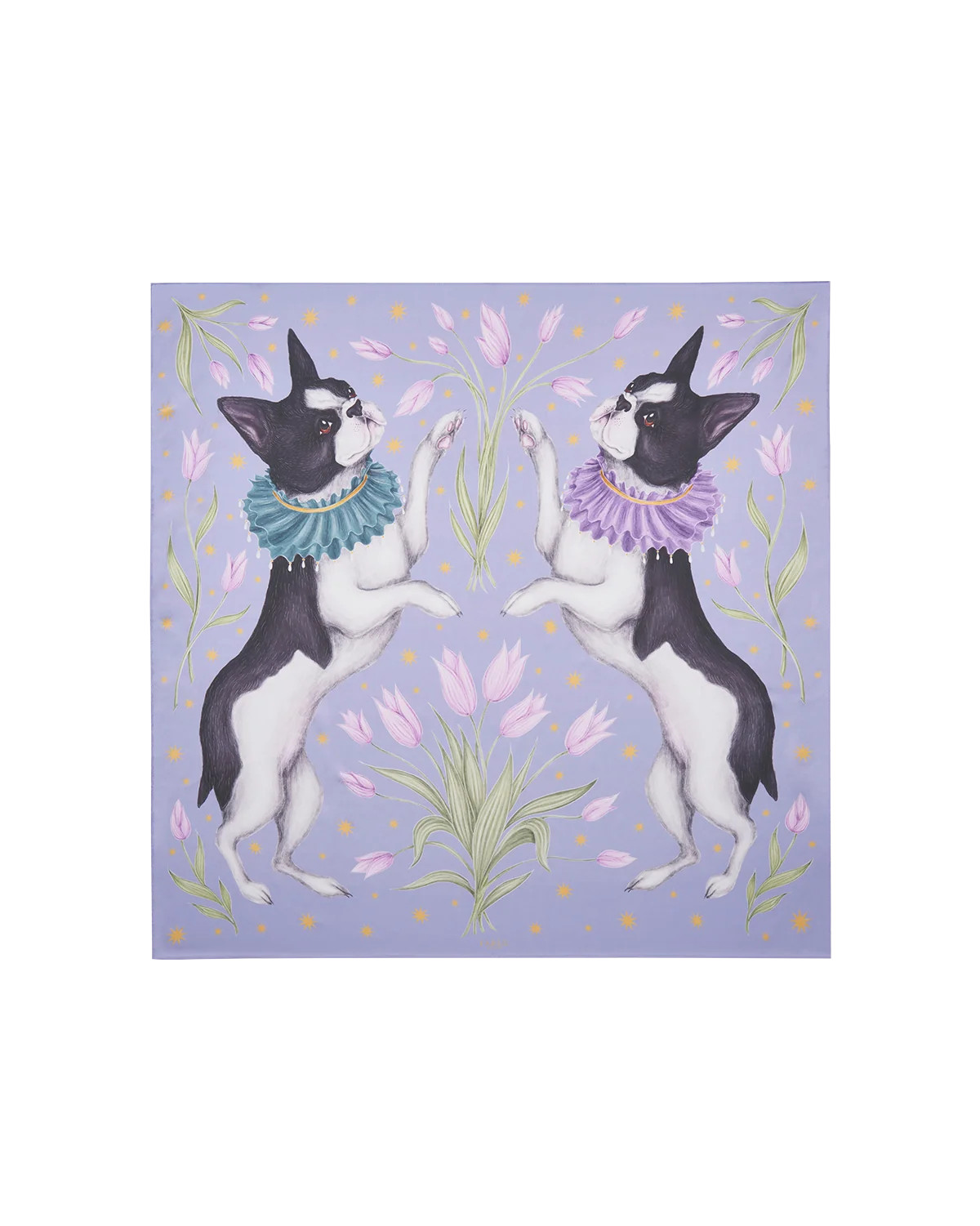 Pet Portraits Collection | Frenchie Lavender Silk Scarf | Fable England | Fable England