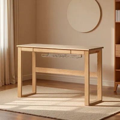 Light Brown Quality Oak Solid Wood Writing Desk | Wayfair North America