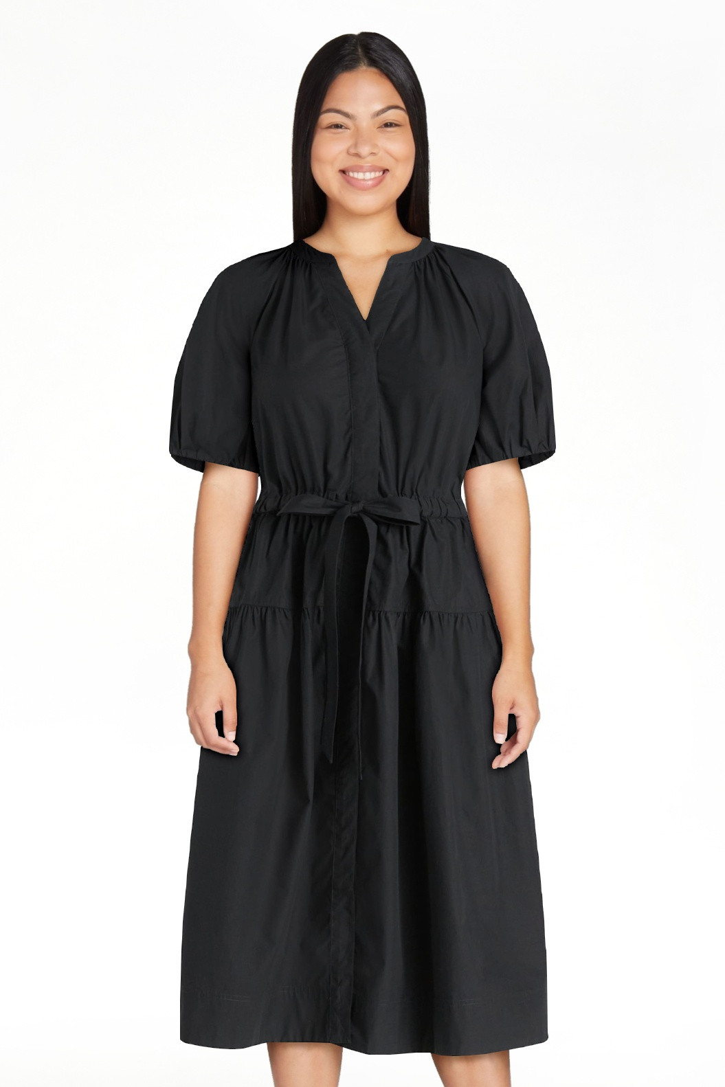 Free Assembly Women's and Women's Plus Cotton Midi Dress with Puff Sleeves, Sizes XS-4X | Walmart (US)