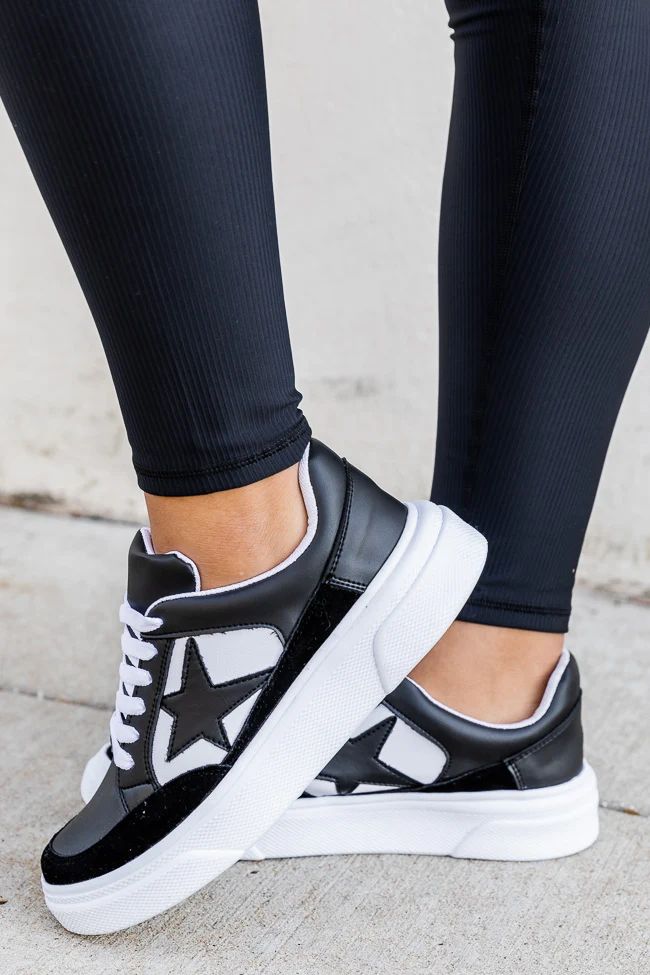 Cleo Black Star Sneakers | Pink Lily