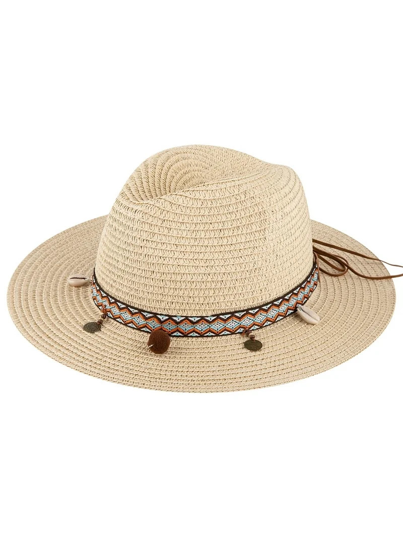 COOPLUS Womens Summer Straw Hat Wide Brim Foldable Panama Sun Protection Hat for Women | Walmart (US)