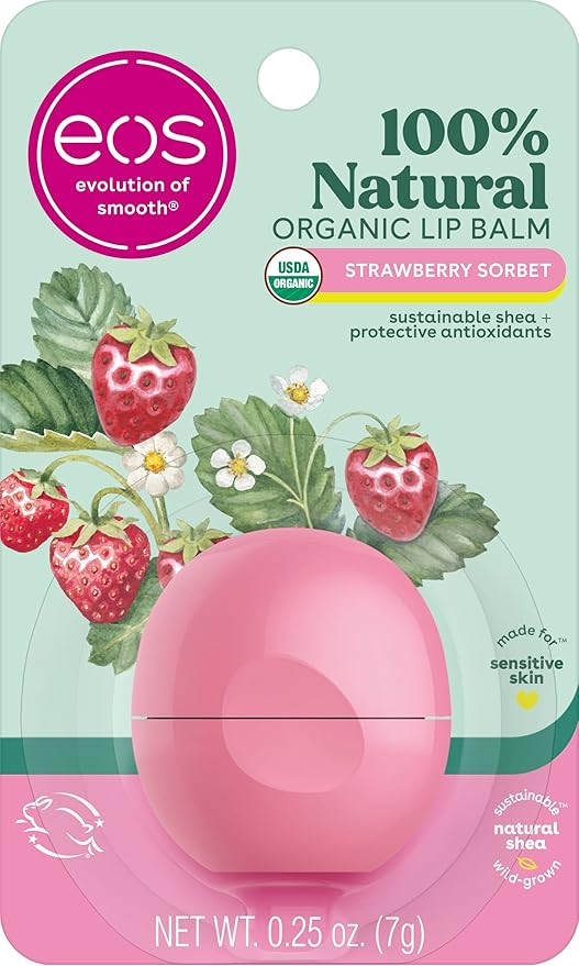 eos 100% Natural & Organic Lip Balm- Strawberry Sorbet, All-Day Moisture, Dermatologist Recommend... | Amazon (US)