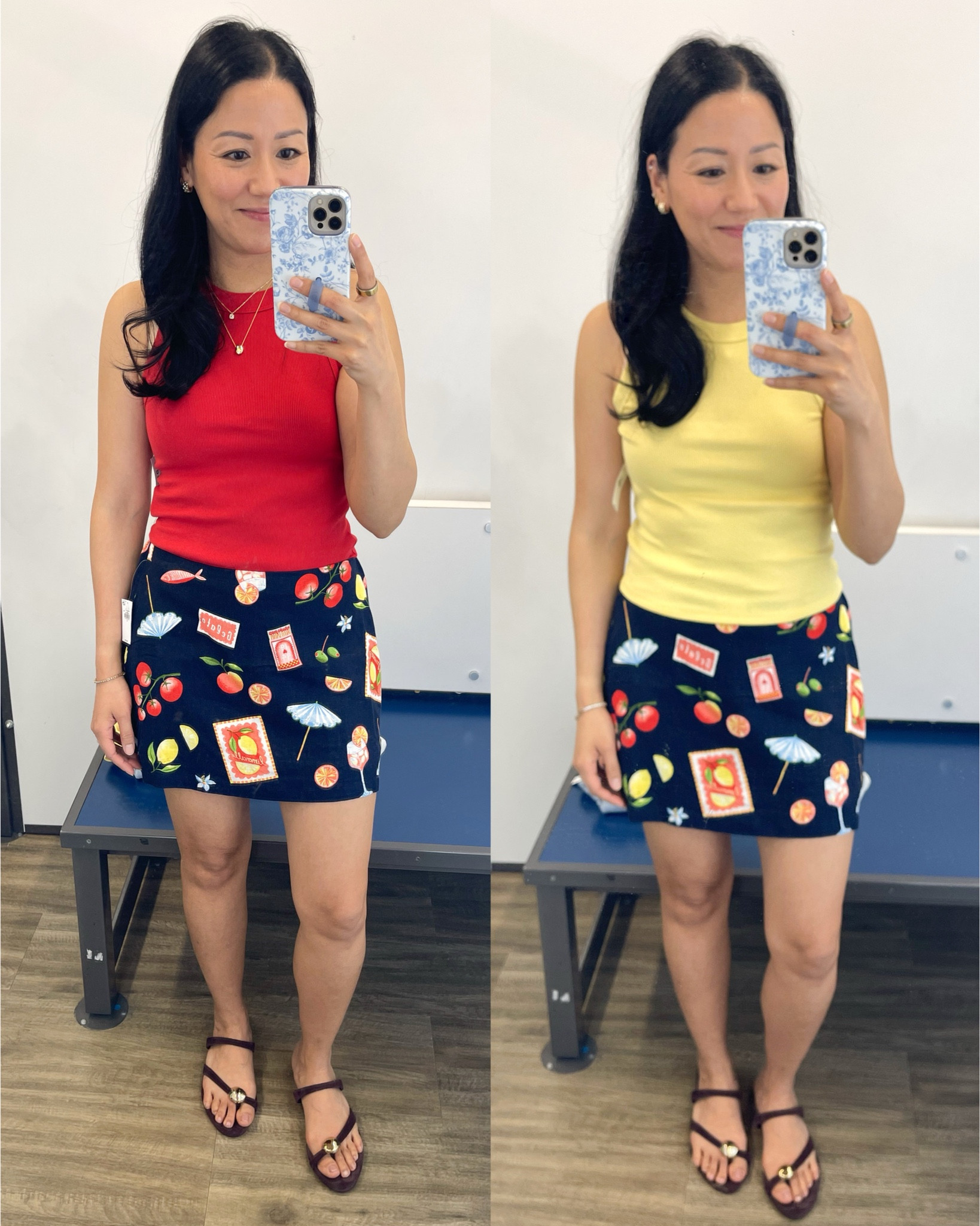 Photo 1
Size small tanks
Size small skort (exact print currently out of stock so linking yellow skirt in the same listing)
Sandals are true to size 

Photo 2
Size small tanks
Size small gauze drawstring shorts
Size 4 white shorts 
Sandals are true to size

Photo 3
Size XS knit tank, size small striped tank
Size 2 jeans
Sandals are true to size

Photo 4
Size small tank, striped button down and small jeans 
Sandals are true to size

Photo 5
Size small striped tee
Size small graphic tee
Size 2 jeans (jeans run big;  would prefer size down)
Sandals are true to size 

Photo 6
Size XS mixed fruit dress 
Size small floral dress
(Dress runs roomy)

Photo 7
Size XS in both dresses
Sandals are true to size

Photo 8
Size XS in both dresses
Sandals are true to size

Photo 9
Size small top and skort (prefer XS in gauze skirt)
Size XS bubble hem top and white skirt
Sandals are true to size

Photo 10
Size small tank, pants, yellow zip up and XS in polo (would prefer XS in pants and yellow zip up)

Photo 11
Size XS jacket on left (prefer this size)
Size small on right 
Size small tank and skort (prefer XS)

Photo 12
Size small tee (XS would also fit)
Size 2 jeans (dark wash runs slightly smaller and shorter)
Sandals are true to size

Photo 13
Sandals are true to size 

#LTKOver40 #LTKSeasonal #LTKSaleAlert