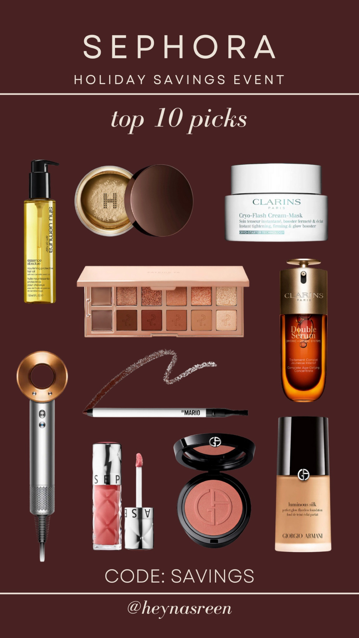 My top 10 picks of the Sephora Holiday Savings Event! Use code SAVINGS for up to 30% off the best makeup, skincare and hair gifts.

#LTKBeauty #LTKHoliday #LTKSaleAlert