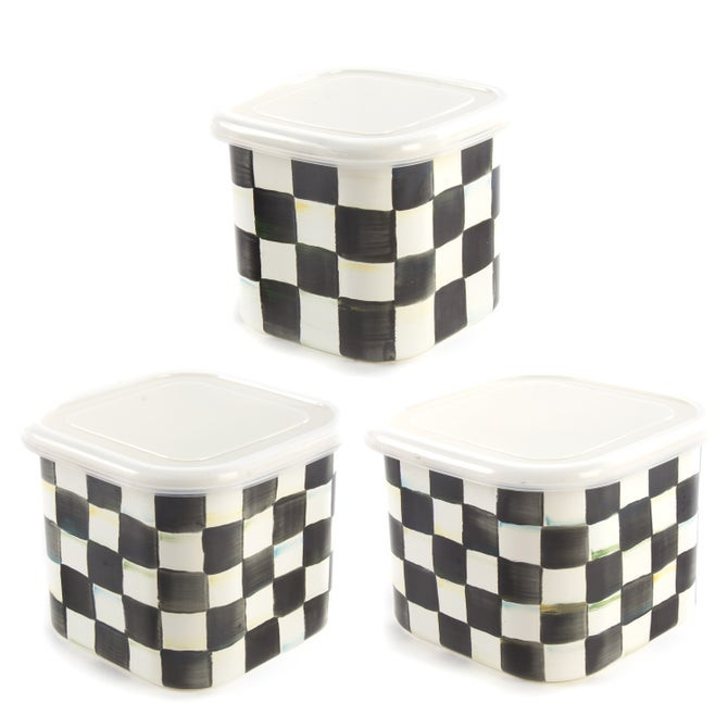 Courtly Check Enamel Deep Squarage Bowl Set of 3 | MacKenzie-Childs