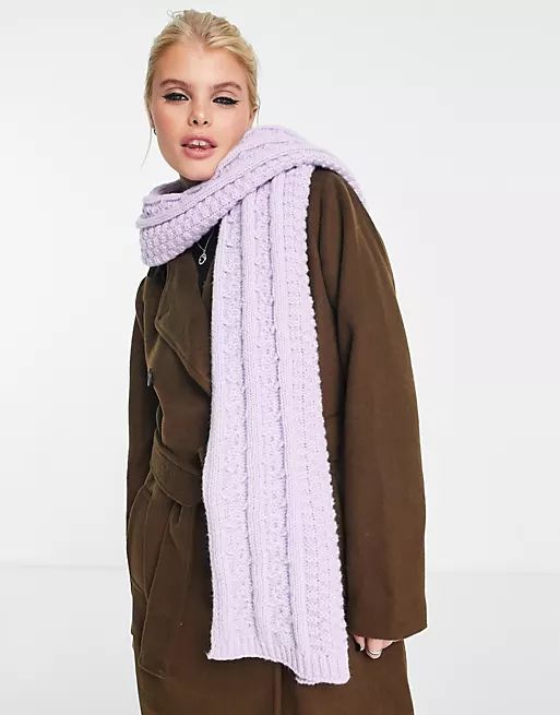 Topshop mixed knit scarf in lilac | ASOS (Global)