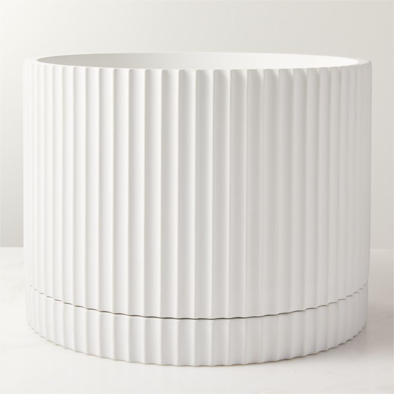 Fold Modern White Cement Indoor Planter with Tray XL + Reviews | CB2 | CB2