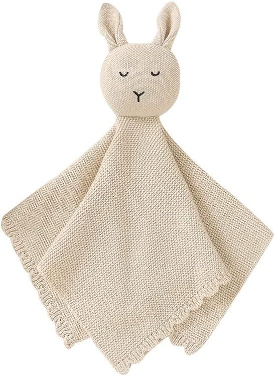 LAWKUL Baby Lovey Knit Cotton Babe Security Blanket Bunny Comforter Blankie Adorable Soft Newborn... | Amazon (US)