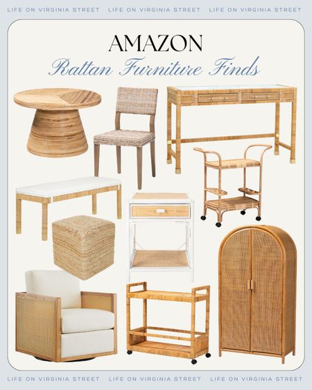 Loving all of these Amazon rattan furniture finds! Includes a gorgeous dining table, rattan desk (we own this one and love it!), rattan bench with cushion, rattan cabinet, cane swivel armchair, rattan bar carts, nightstand, counter stool and more! All from Amazon!
.
#ltkhome #ltksalealert #ltkseasonal #ltkfindsunder50 #ltkfindsunder100 #ltkstyletip coastal furniture, beach house furniture, summer decorating ideas 

#LTKHome #LTKSaleAlert #LTKSeasonal