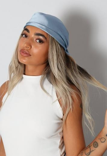 Missguided - Blue Satin Head Scarf | Missguided (UK & IE)