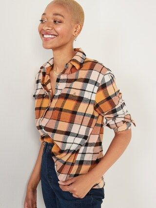 Oversized Plaid Flannel Boyfriend Tunic Shirt for Women | Old Navy (US)