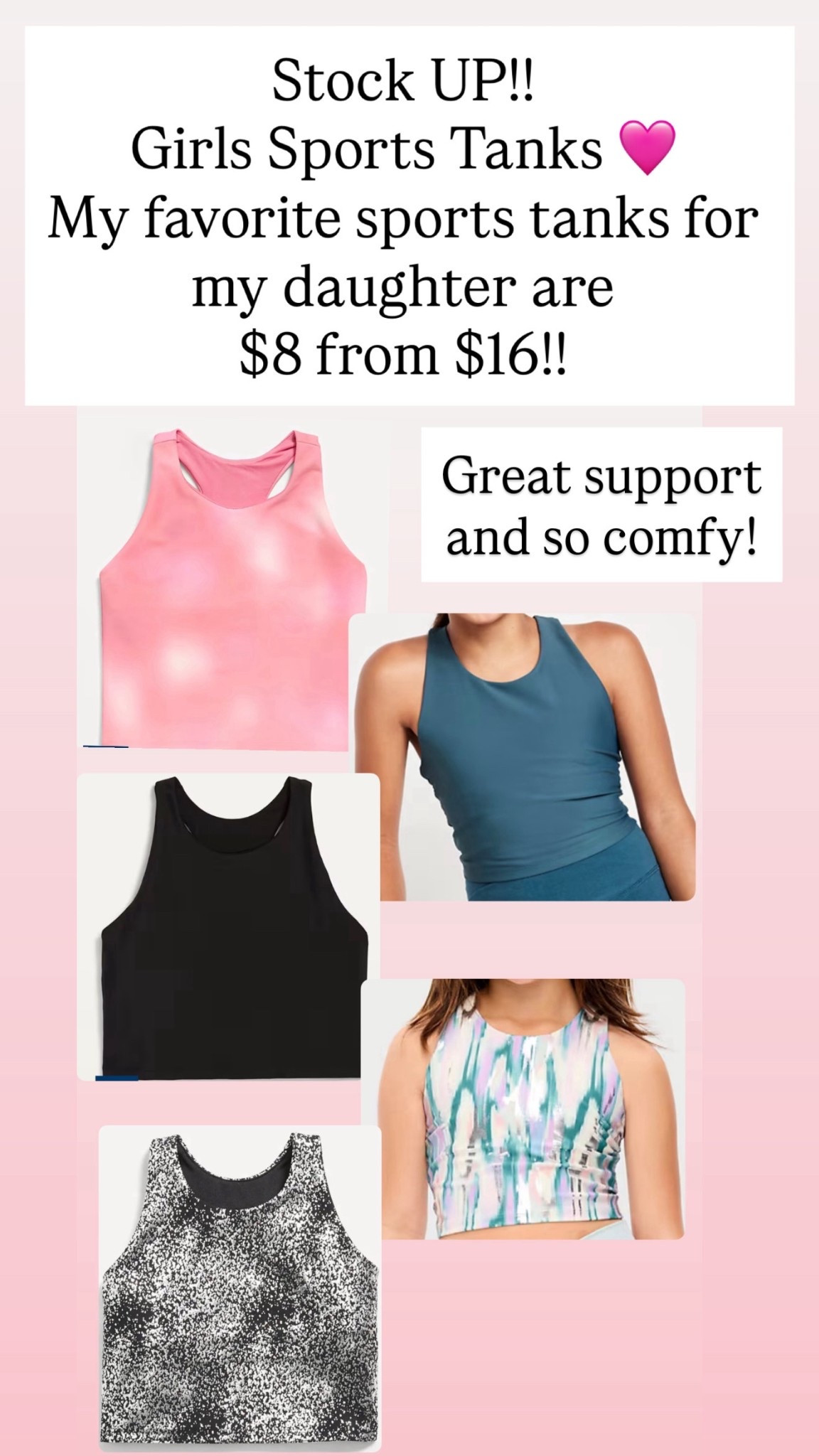 STOCK UP! My favorite sports tanks for my daughter are on sale for $18 down from $16! I have bought these on repeat year after year. They are so good and so comfortable. Great support. Very true to size.

#LTKSaleAlert #LTKKids