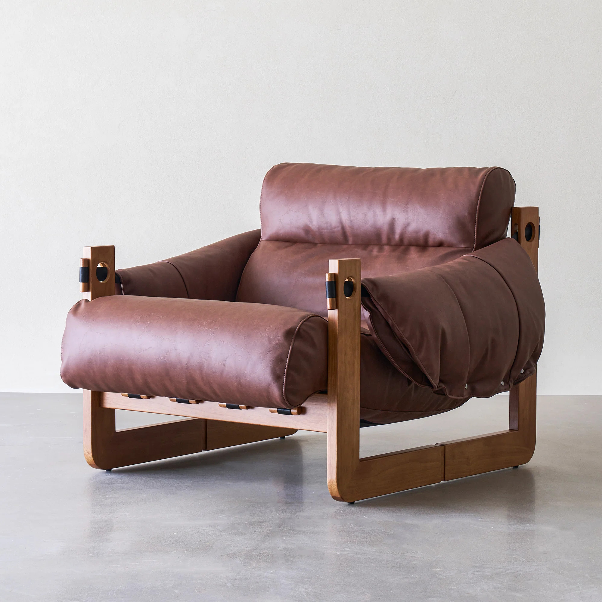 Silk Cotton Filling,Retro-Style Solid Wood Leisure Chair Is Covered In Soft Leather,Suitable For ... | Wayfair North America