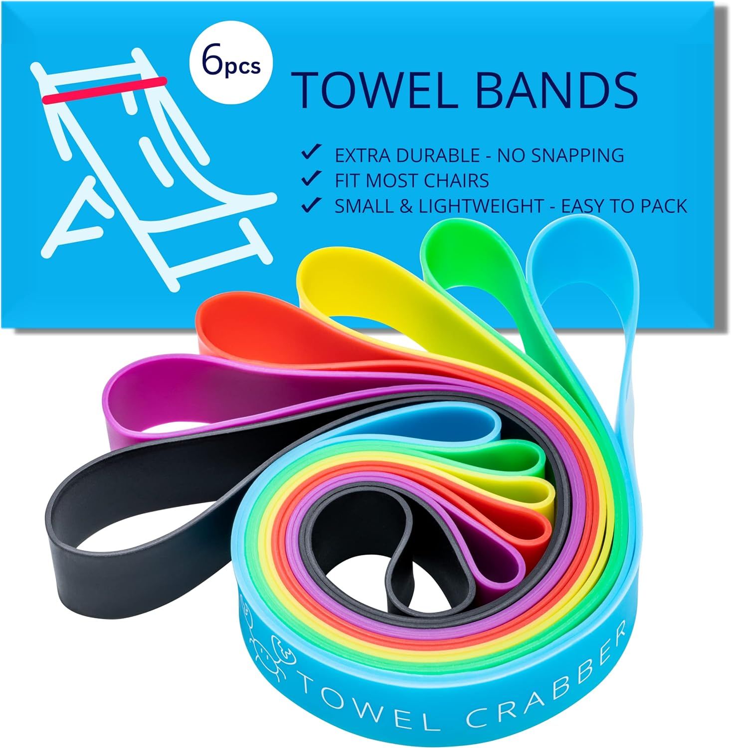 Towel Bands (6-Pack), Beach Pool & Cruise Chairs, Extra Durable, No Snapping, Cruise Ship & Beach... | Amazon (US)